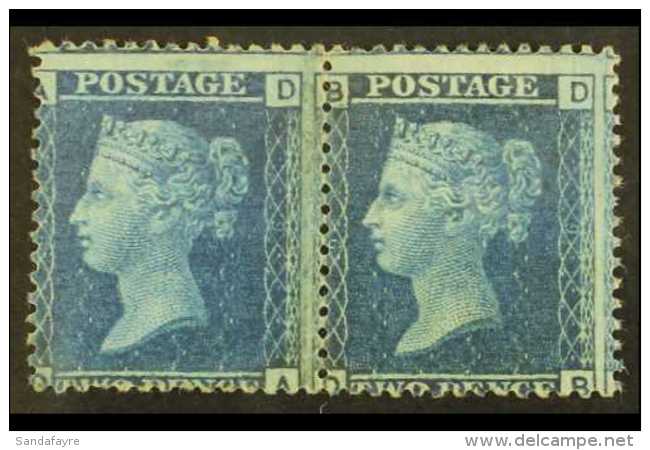 1858  2d Blue Plate 9, SG 45, Mint PAIR, One Stamp Never Hinged. For More Images, Please Visit... - Sonstige & Ohne Zuordnung