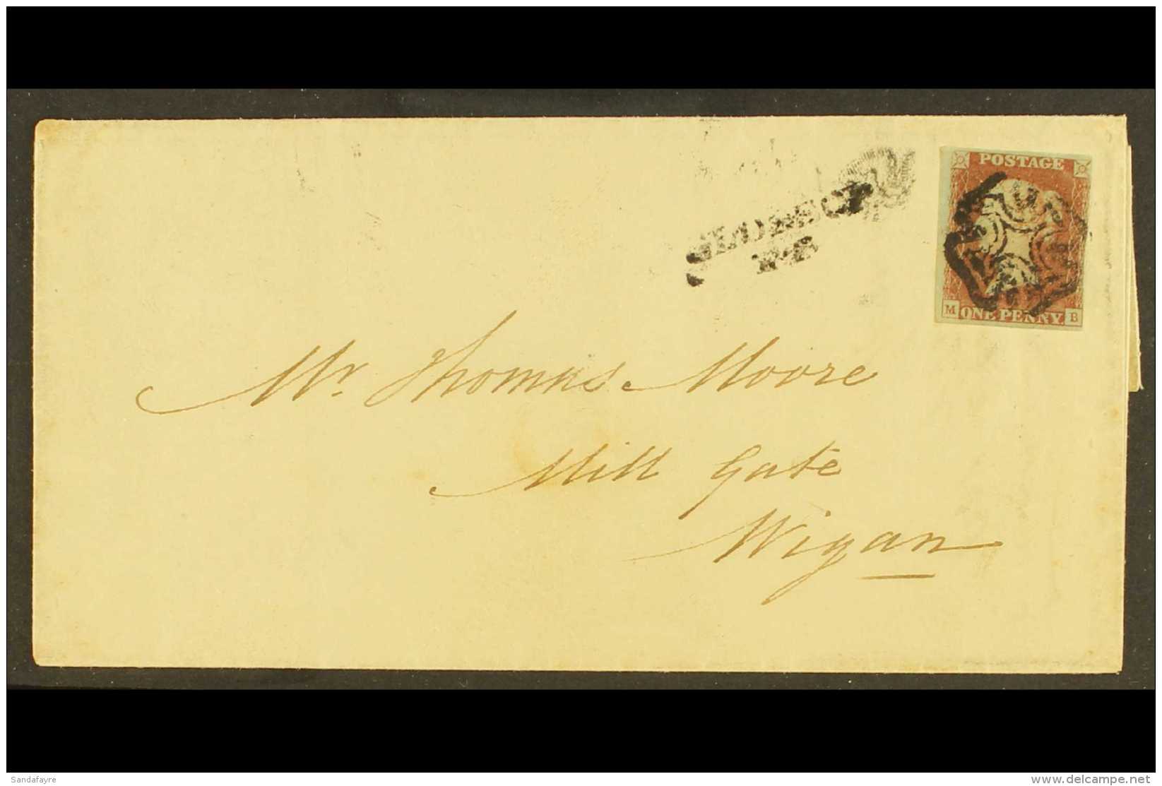 1841  (20 May) ELS From Manchester To Wigan Bearing An 1841 1d Red- Brown (plate 9) With 3 Large &amp; 1 Just... - Sonstige & Ohne Zuordnung