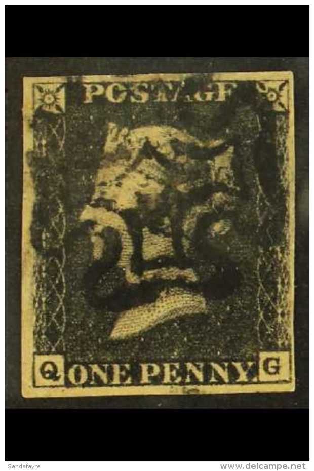 1840  1d Black 'QG' Plate 5, SG 2, Used With 4 Margins &amp; Black MC Cancellation. For More Images, Please Visit... - Ohne Zuordnung