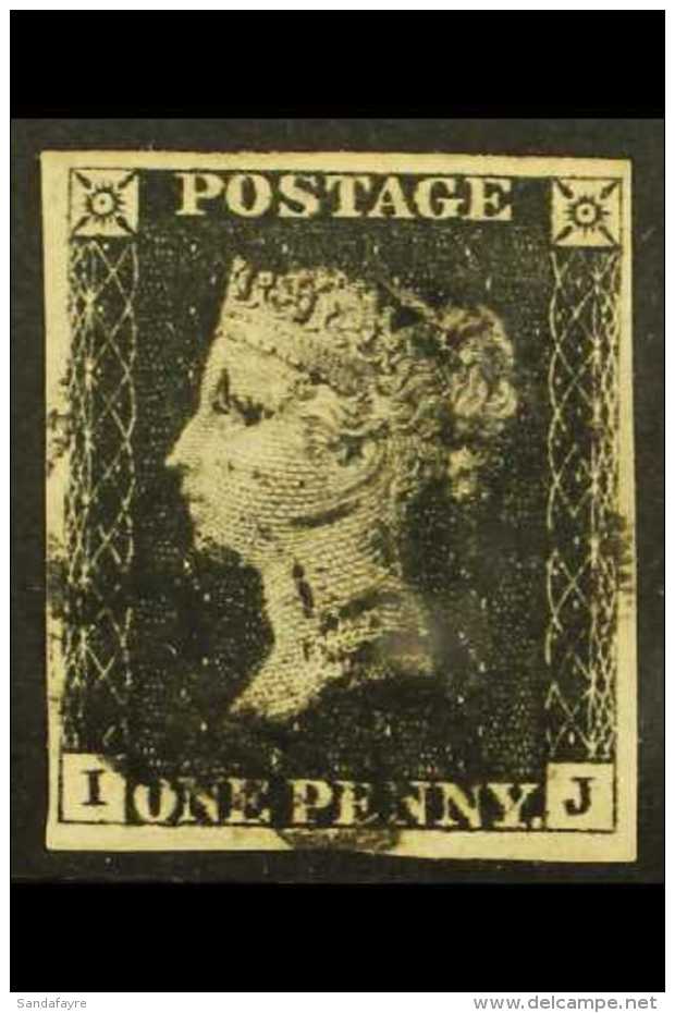 1840  1d Black 'I J' Plate 4, SG 2, Used With 4 Margins &amp; Black MC Cancellation. For More Images, Please... - Non Classés