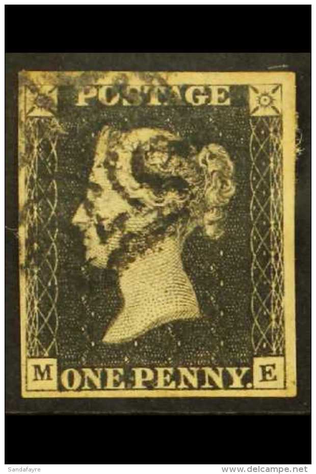 1840  1d Black 'ME' Plate 5, SG 2, Used With 4 Margins &amp; Neat Black MC Pmk Over One Corner. For More Images,... - Ohne Zuordnung