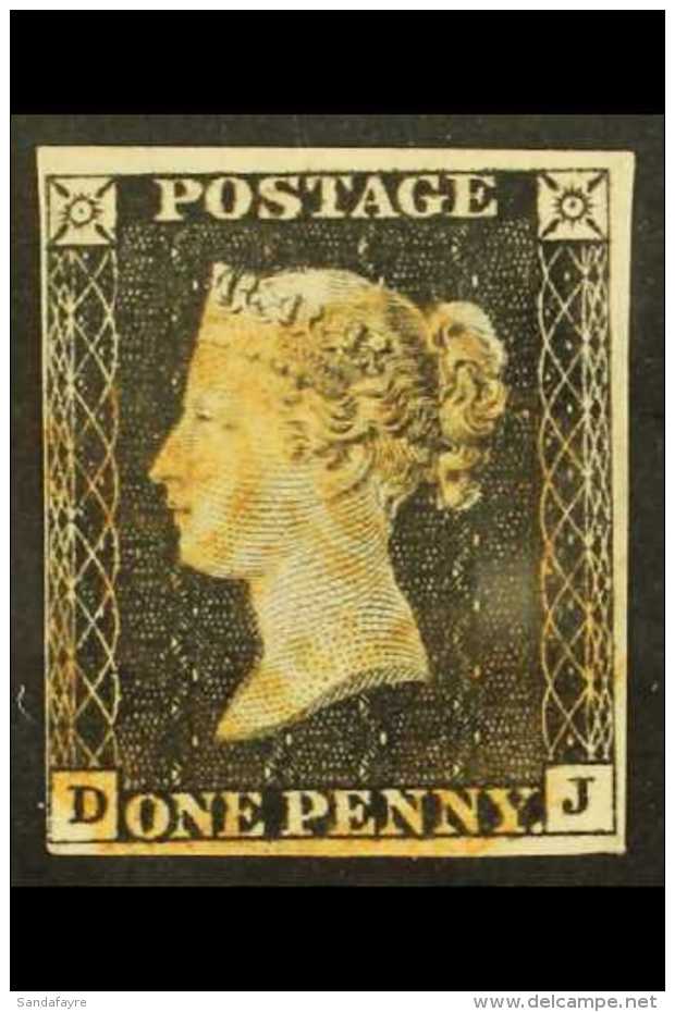 1840  1d Black 'DJ', SG 2, Used With 4 Good / Very Close Margins, Light Red MC Cancel. For More Images, Please... - Non Classés