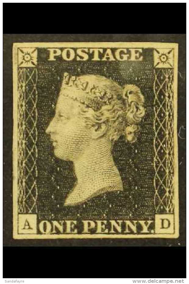 1840  1d Black 'AD' Plate 8, SG 2, SUPERB UNUSED Regummed Simply Stunning Example With 4 Well- Balanced Margins... - Ohne Zuordnung