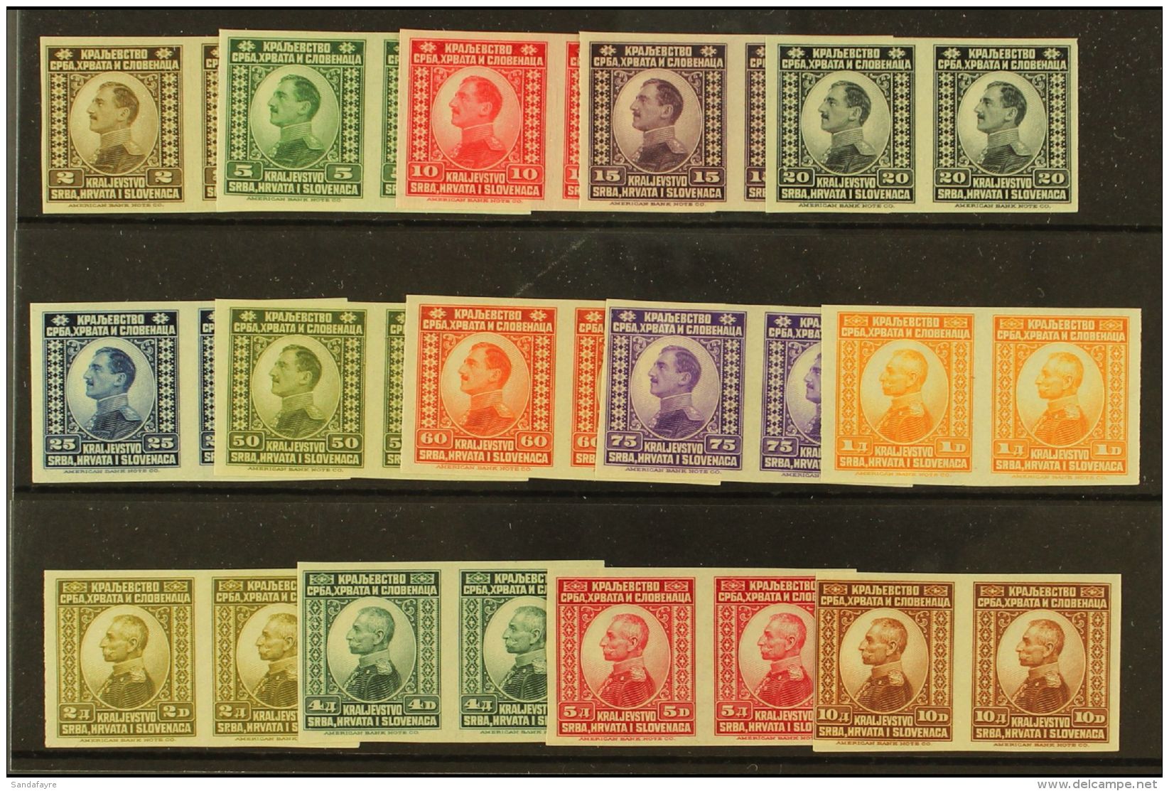 1921  King Complete Imperf Set, Michel 145/58 U (as SG 164/77), Superb Never Hinged Mint Horiz IMPERF PAIRS, Very... - Sonstige & Ohne Zuordnung