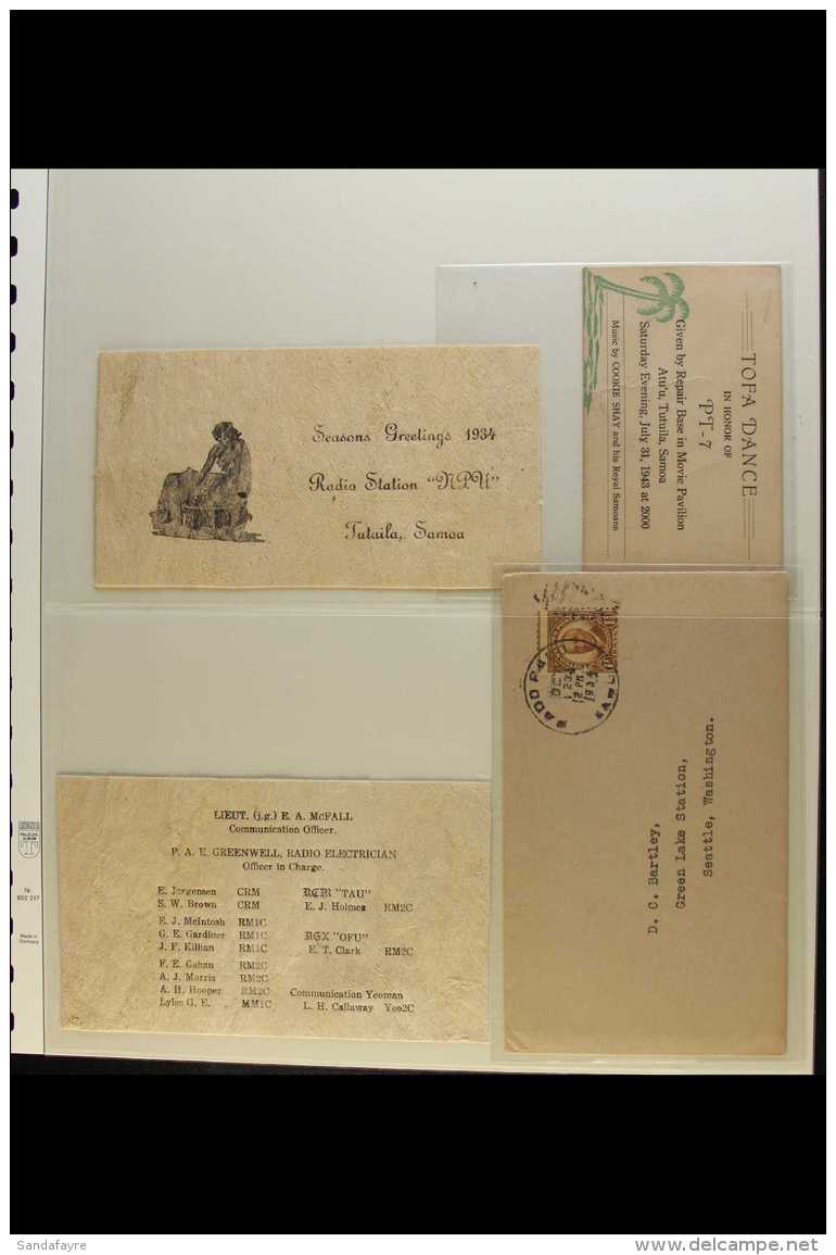 AMERICAN SAMOA  EPHEMERA Nice Group Of Items, Blank, Undated, Invite To Government House, C.1935 Christmas Card... - Sonstige & Ohne Zuordnung