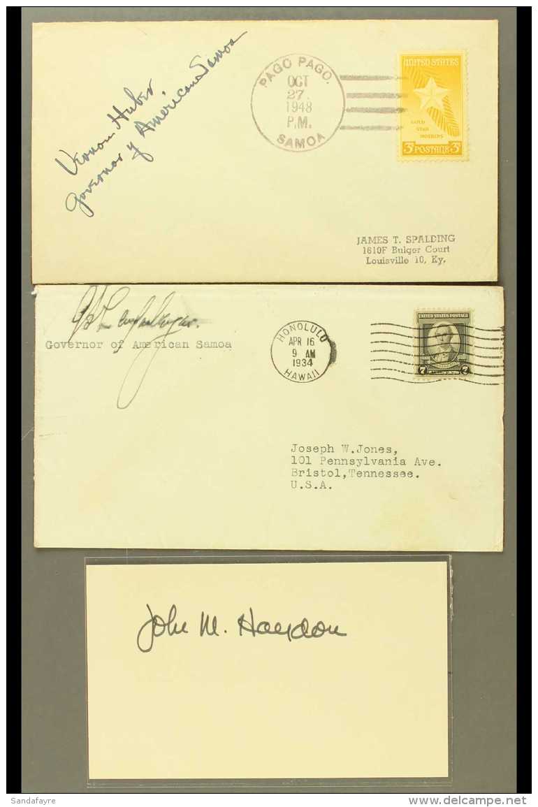 AMERICAN SAMOA  1934 Cover From Honolulu, Hawaii With G.B. Landenberger Signature In Corner, 1948 Cover Signed By... - Sonstige & Ohne Zuordnung