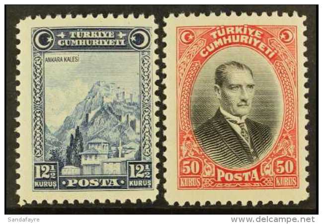 1929  (first "U" Of "CUMHURIYETI" Without Umlaut) 12&frac12;k And 50k, Mi 889/90, Fine Mint, Very Lightly Hinged.... - Autres & Non Classés