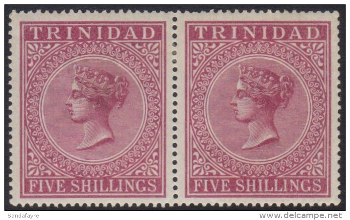 1883-94  5s Maroon, Wmk Crown CC, Perf.14, In A Pair, SG 113, Very Fine Mint. For More Images, Please Visit... - Trinidad & Tobago (...-1961)