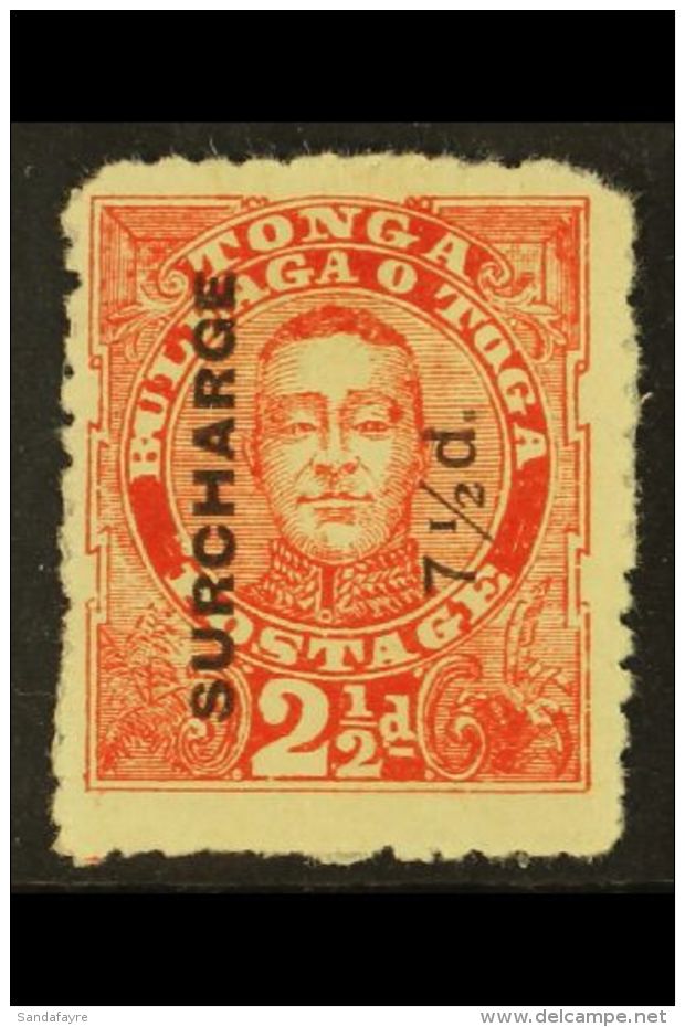 1895  7&frac12;d On 2&frac12;d Vermilion, "BU" Joined Variety, SG 31a, Mint. For More Images, Please Visit... - Tonga (...-1970)