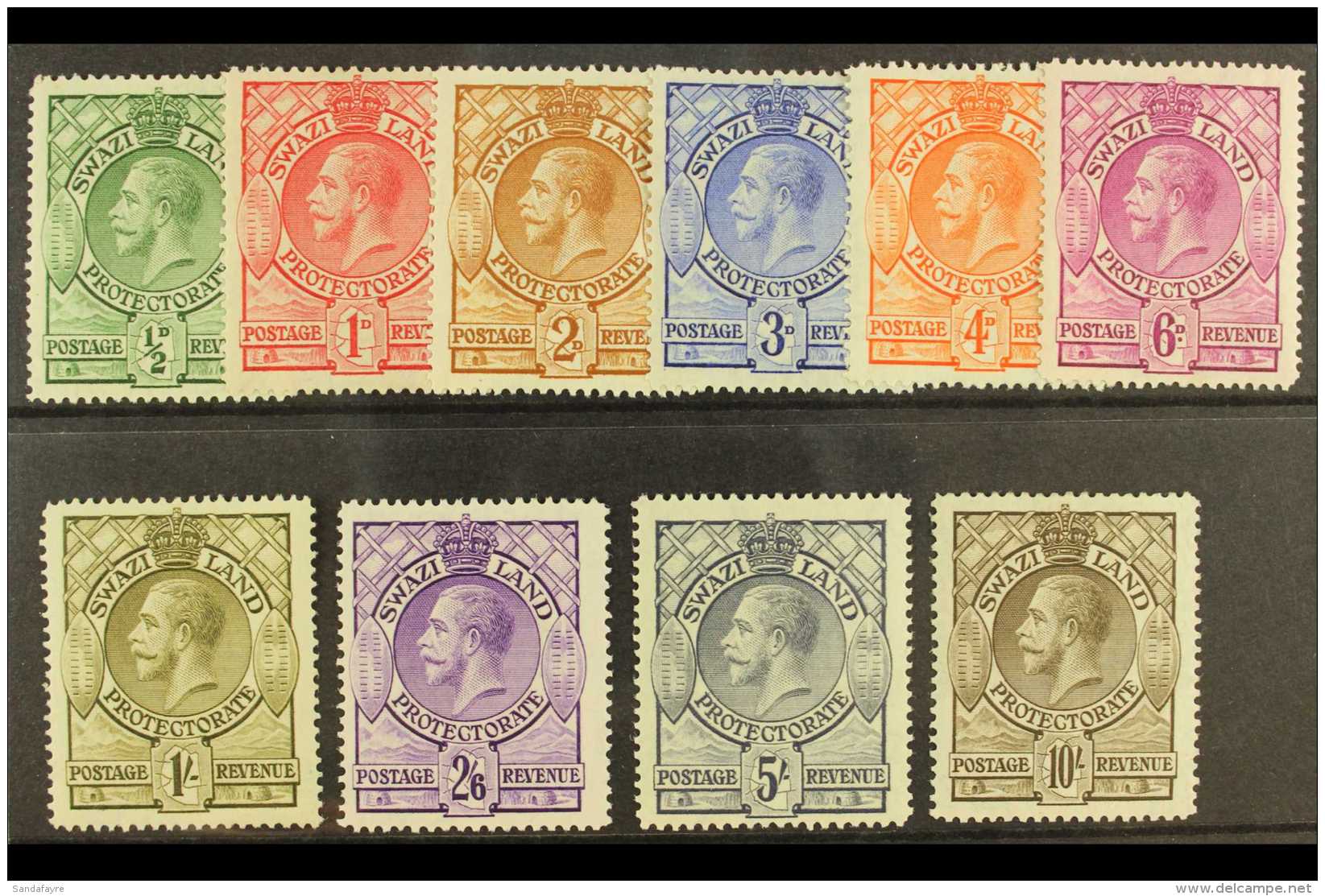 1933  Complete KGV And Shields Set, SG 11/20, Fine Mint. (10) For More Images, Please Visit... - Swasiland (...-1967)