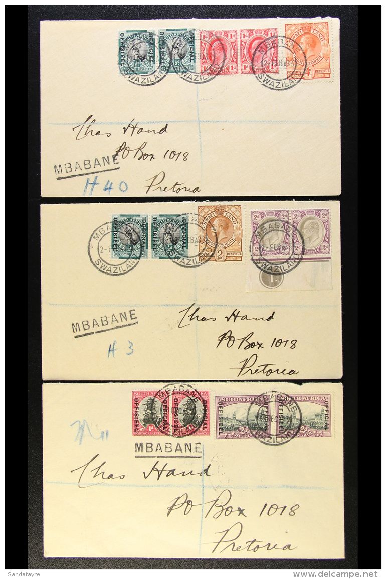 1932-33 EARLY COVERS GROUP  An Attractive Group Of Official Registered Covers To Pretoria, With 1932 (28 Dec)... - Swasiland (...-1967)