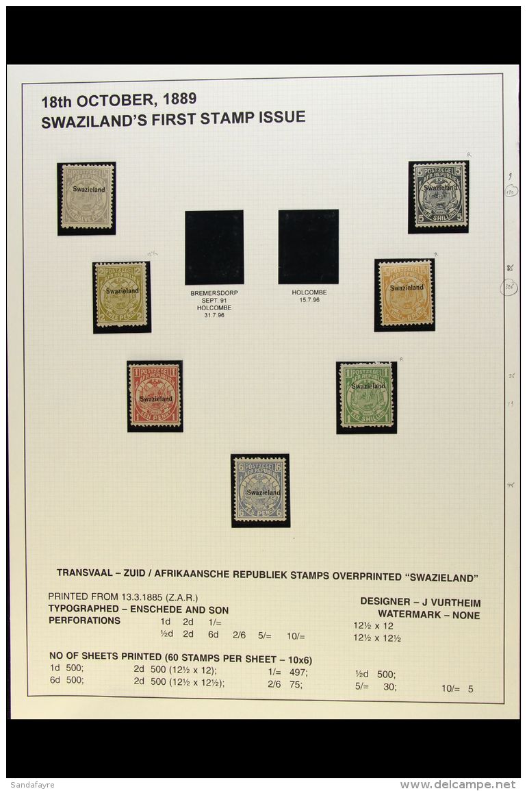 1889-92  OVERPRINTED ISSUES - STUDY COLLECTION On Pages, Mint And Used Incl. Overprint Shifts On &frac12;d,... - Swasiland (...-1967)