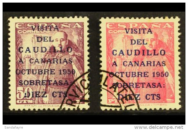 1950  General Franco's Canary Island Visit Pair, "Caudillo" 16&frac12;mm, SG B1149A/50A, Very Fine Used. (2... - Otros & Sin Clasificación