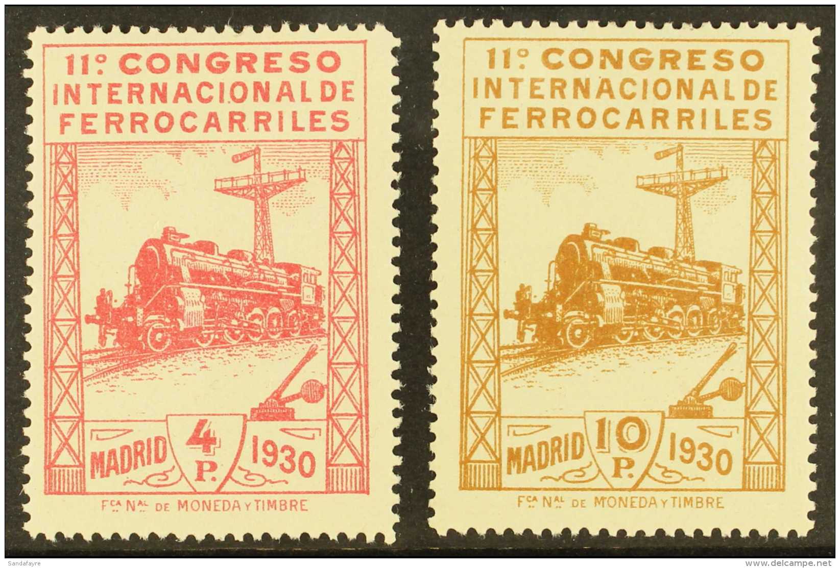 1930  4p Carmine &amp; 10p Brown Railway Congress, Mi 455/6, SG 545/6, Fine Mint (2). For More Images, Please... - Sonstige & Ohne Zuordnung