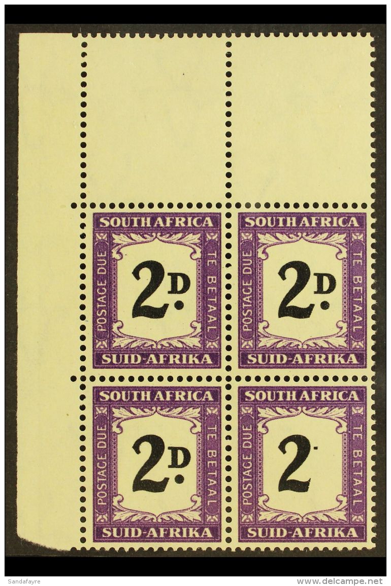 POSTAGE DUE VARIETY  1950-8 2d Black &amp; Violet, Block Of Four With "D" Almost Entirely OMITTED In One... - Ohne Zuordnung