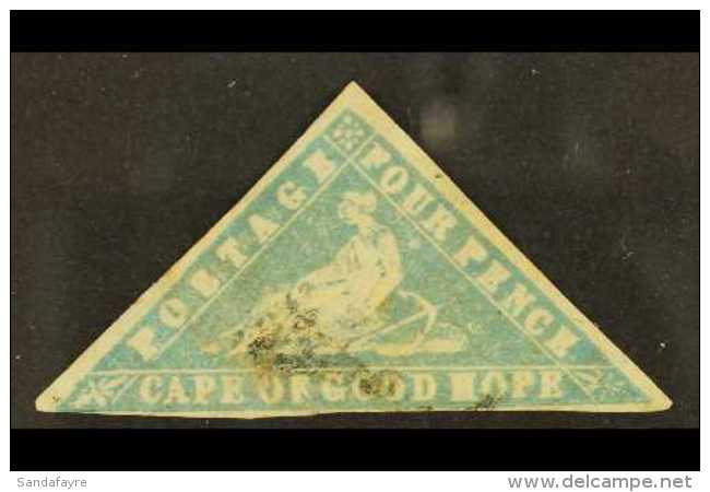 CAPE OF GOOD HOPE  1861 4d Pale Grey Blue On Laid Paper, SG 14a, Lightly Used With 3 Margins &amp; Tiny Thin. Cat... - Ohne Zuordnung