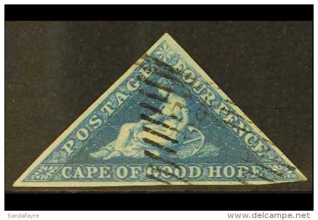 CAPE OF GOOD HOPE  1853 4d Deep Blue On Lightly Blued Paper, SG 4, Very Fine Used With 3 Margins For More Images,... - Ohne Zuordnung