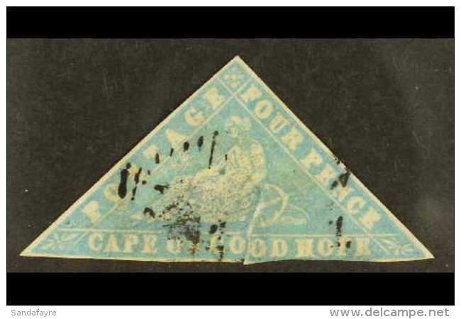 CAPE OF GOOD HOPE  1861 "wood-block" 4d Pale Milky Blue, SG 14, Used, Thinned And A Repaired Tear. Cat... - Ohne Zuordnung