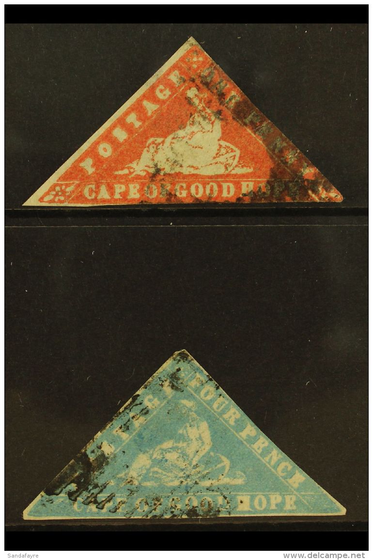 CAPE OF GOOD HOPE  1861 1d Vermilion And 4d Pale Milky Blue "Woodblocks", SG 13 &amp; 14 Used. A Very Presentable... - Sin Clasificación