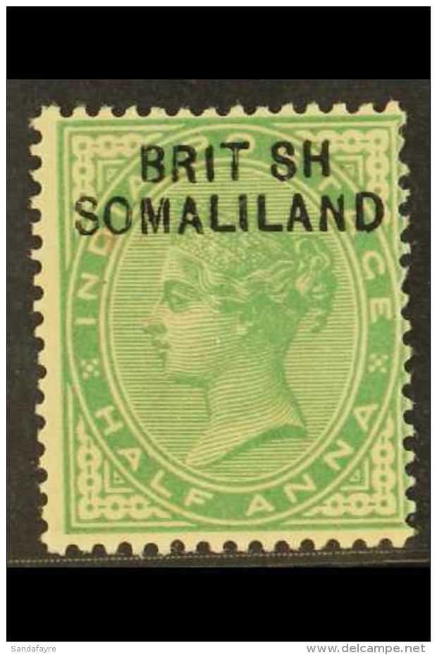 1903  &frac12;a Yellow-green With Opt At Top Of Stamp With "BRIT SH" Variety, SG 1a, Mint, Small Red Red Mark On... - Somaliland (Herrschaft ...-1959)