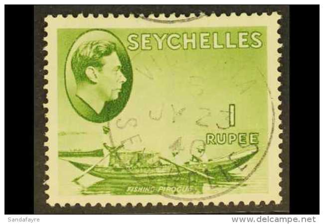 1938-49  1r Yellow-green, SG 146, Very Fine Used. For More Images, Please Visit... - Seychelles (...-1976)
