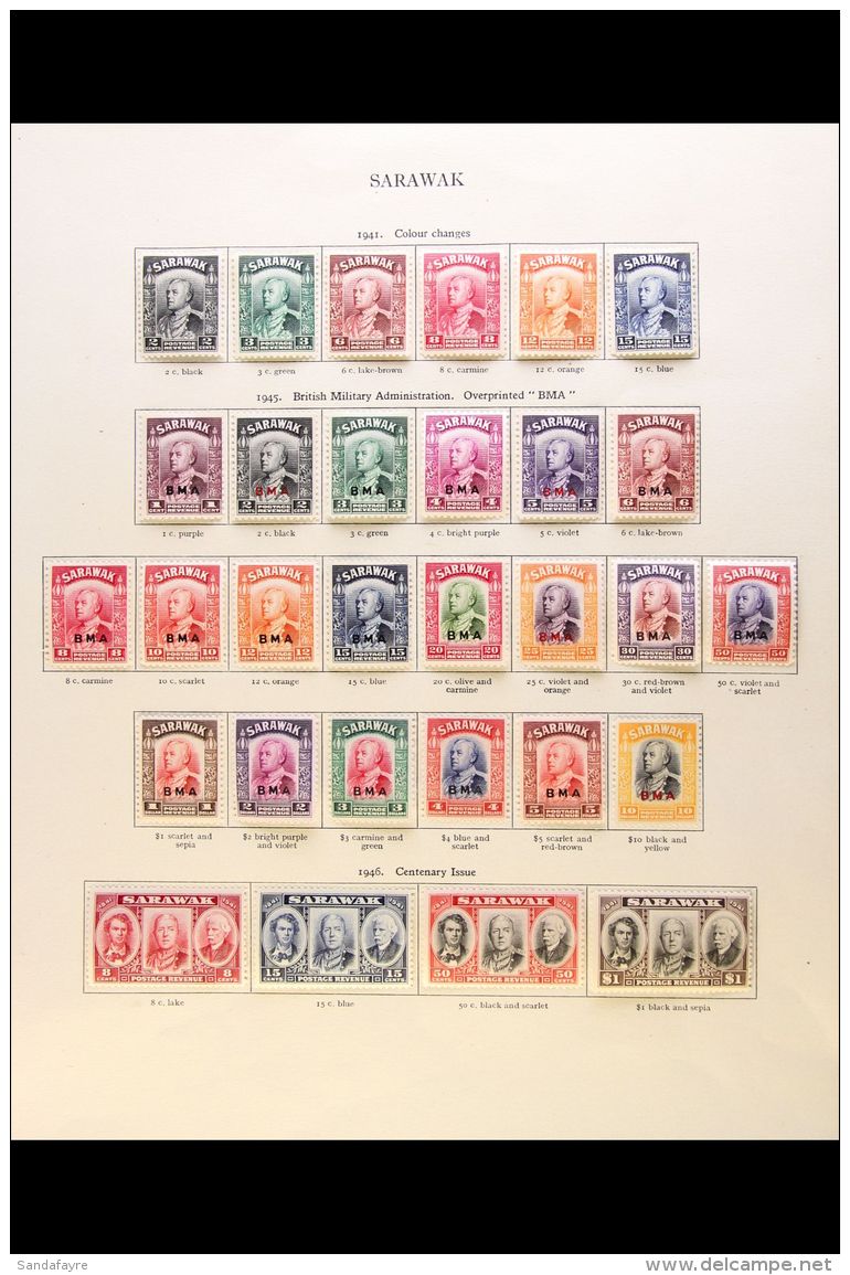 1941-1965 COMPLETE SUPERB MINT COLLECTION  On Pages, ALL DIFFERENT, Inc 1941 New Colours Set, 1945 "BMA" Opts... - Sarawak (...-1963)