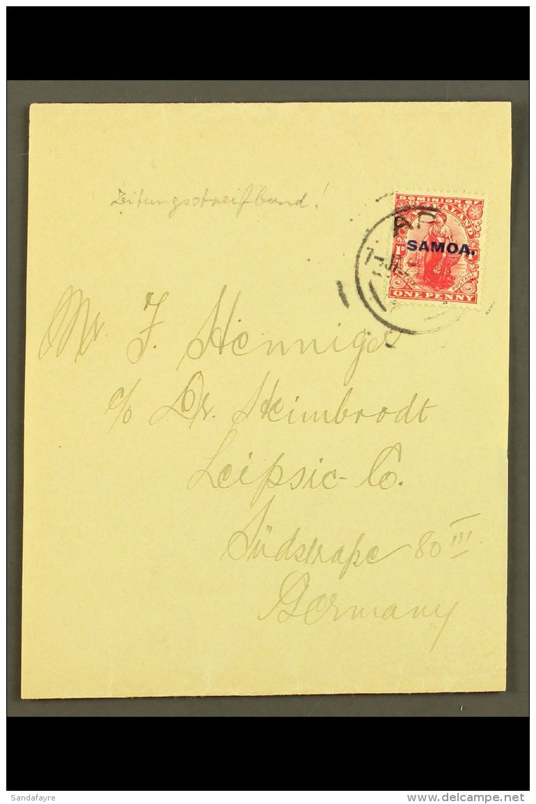 1921  Plain WRAPPER To Germany, Sent At 1d Rate, Apia 07.01.21 Postmark, Scarce Item. For More Images, Please... - Samoa