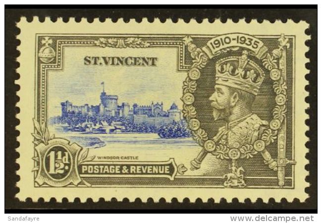 1935  1&frac12;d Ultramarine And Grey Silver Jubilee, Variety "Dash By Turret", SG 143 Var., Unlisted By SG, Very... - St.Vincent (...-1979)