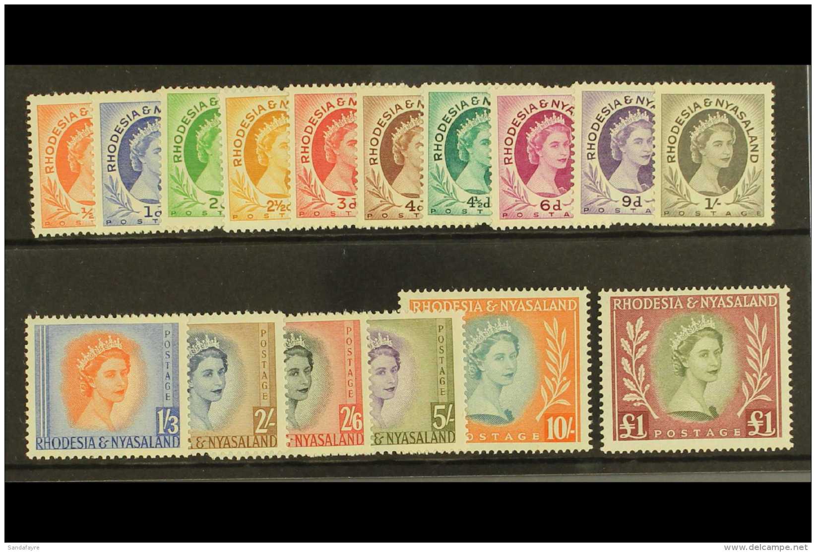 1954-56  Complete Definitive Set, SG 1/15, Never Hinged Mint. (15 Stamps) For More Images, Please Visit... - Rhodesia & Nyasaland (1954-1963)