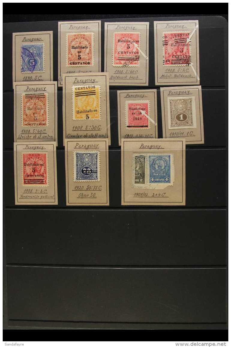 ERRORS AND COLOURED POSTMARKS  1890-1920 Mint Or Used Assembly With 1908 Surcharge Range Incl "Habilitado" With... - Paraguay