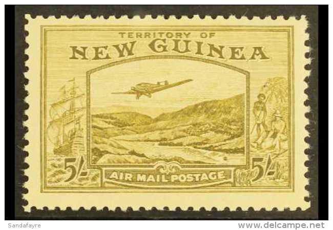1939  5s Olive-brown Airmail, SG 223, Fine Mint, Lightly Toned Gum. For More Images, Please Visit... - Papua Nuova Guinea