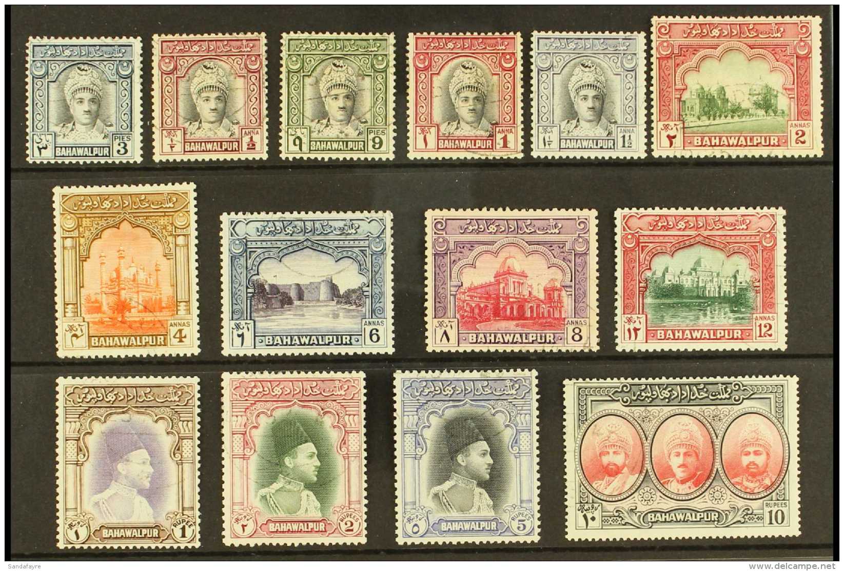 1948 (1 APR)  Complete Pictorial Definitive Set, SG 19/32, Very Fine Used, A Rare Set As Used. (14 Stamps) For... - Bahawalpur