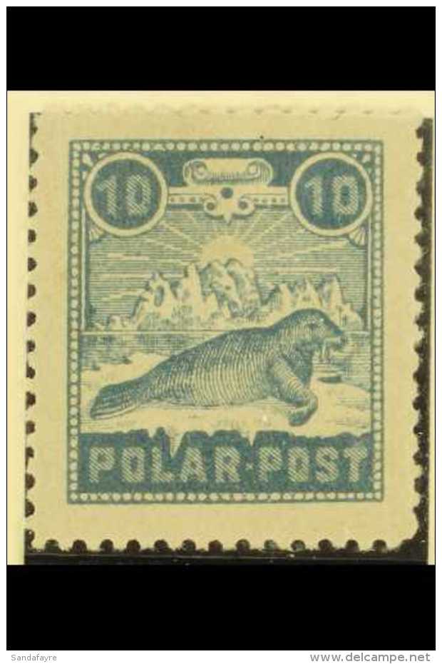 SPITZBERGEN LOCAL  1898-1903 POLAR POST "10" Blue On White Paper, Type II, Perf 11&frac12;, "Seal On Ice", Very... - Sonstige & Ohne Zuordnung
