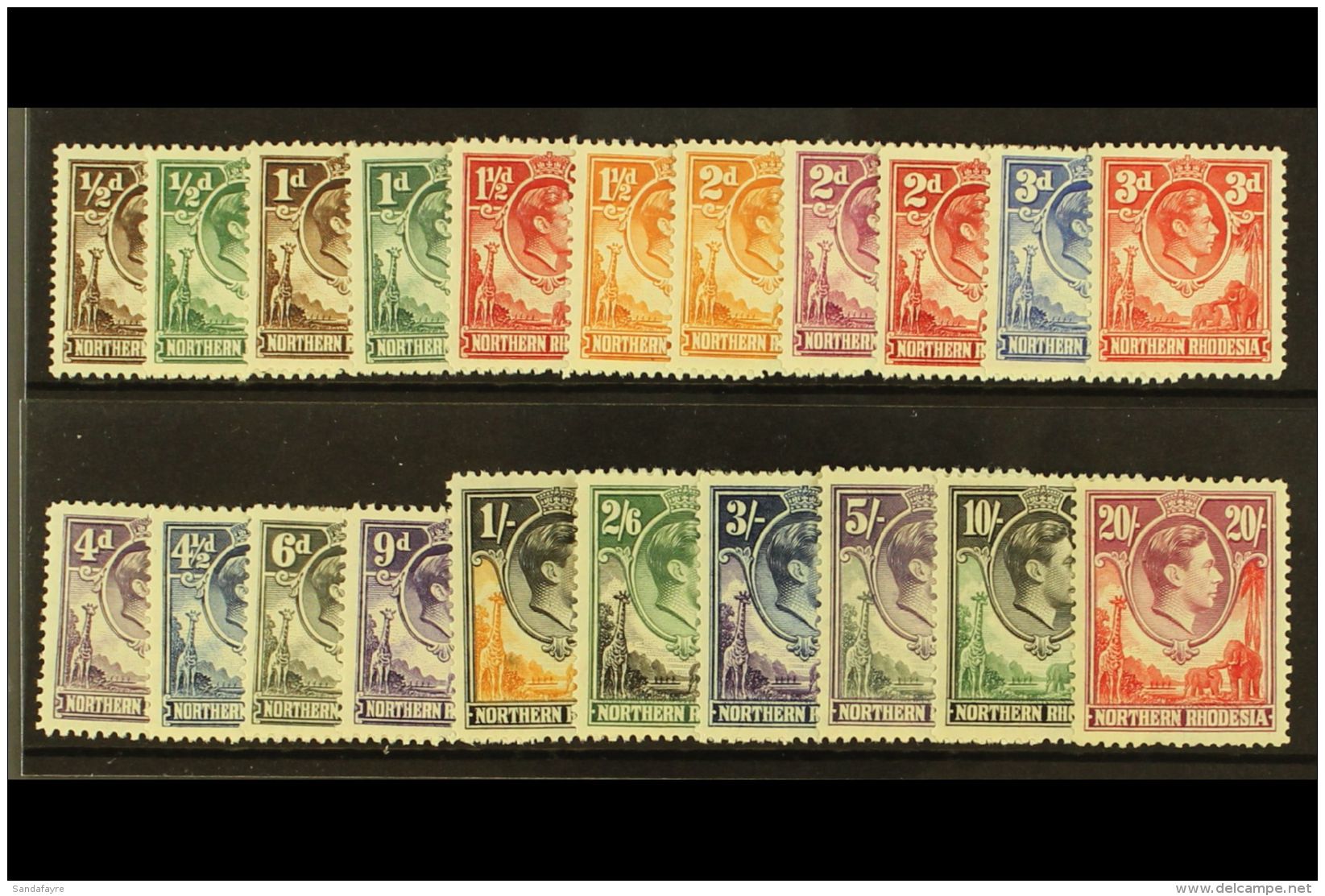1938-52  Complete Set, SG 25/45, Fine Mint. (21) For More Images, Please Visit... - Nordrhodesien (...-1963)