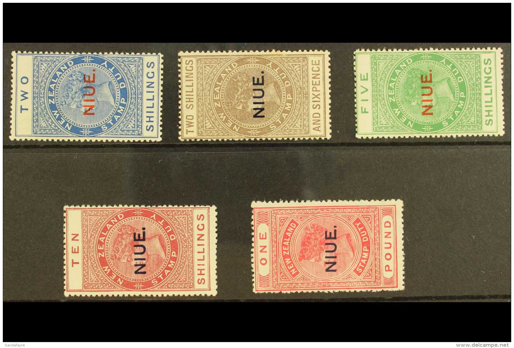 1918-29  Tall 2s To &pound;1 Postal Fiscals, SG 33/37, Fine Mint. (5) For More Images, Please Visit... - Niue