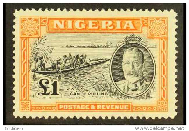 1936  &pound;1 Black And Orange, SG 45, Mint With Good Colour, Small Area Of Black Paper Adhered To Gum. For More... - Nigeria (...-1960)