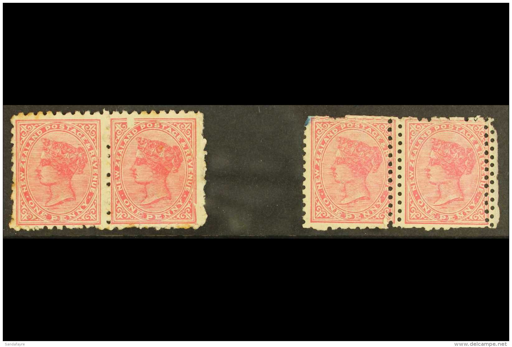 1891-97 1D SIDEFACE VARIETIES.  1891 1d Perf 10 Pair Incl "Chisel" Flaw Unused SG 218+218n; 1895-97 1d Perf 11x10... - Sonstige & Ohne Zuordnung