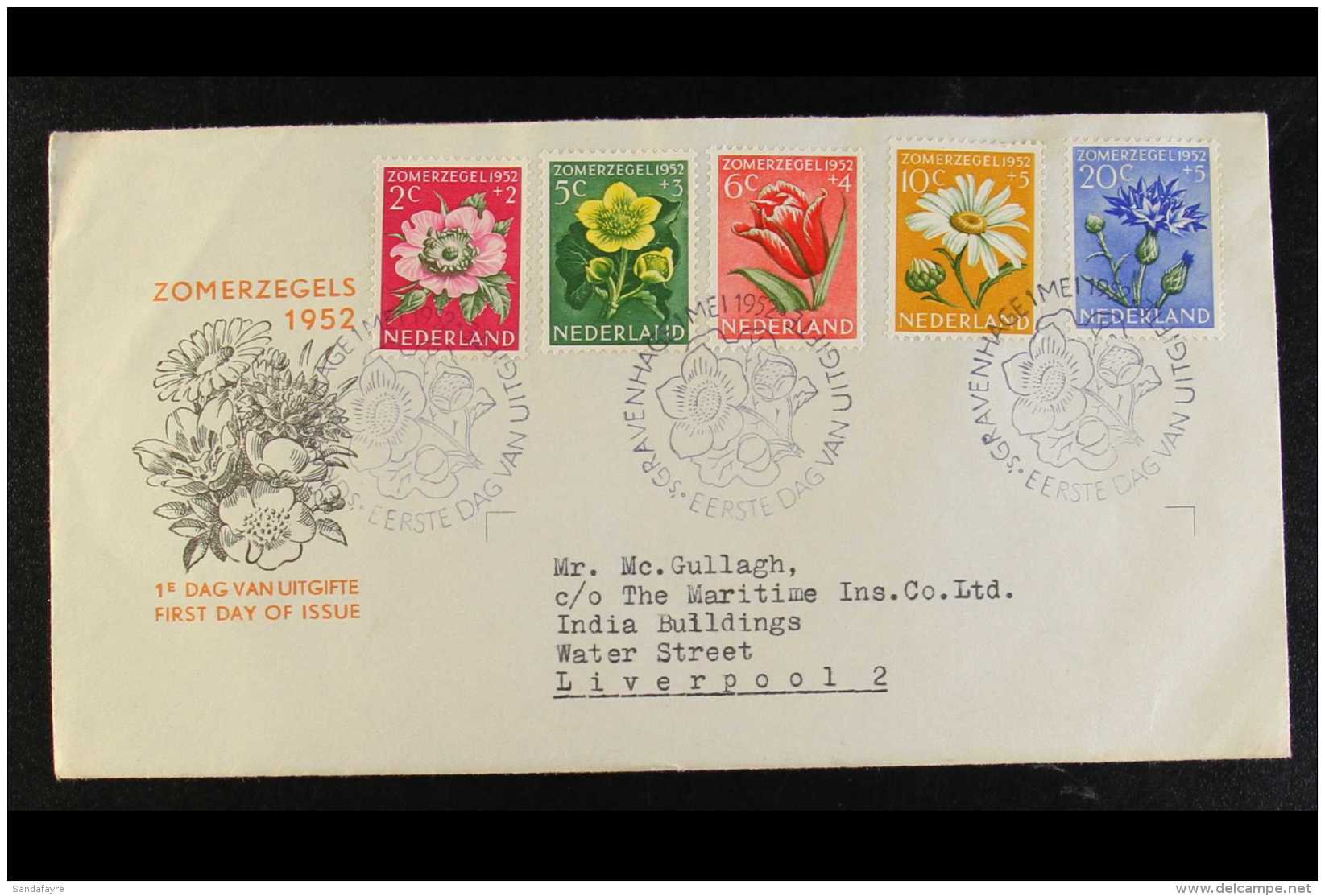 1952  (1 May) Cultural And Social Relief Fund Set (SG 749/53, NVPH 583/87, On Illustrated FDC, Neat Typed... - Sonstige & Ohne Zuordnung