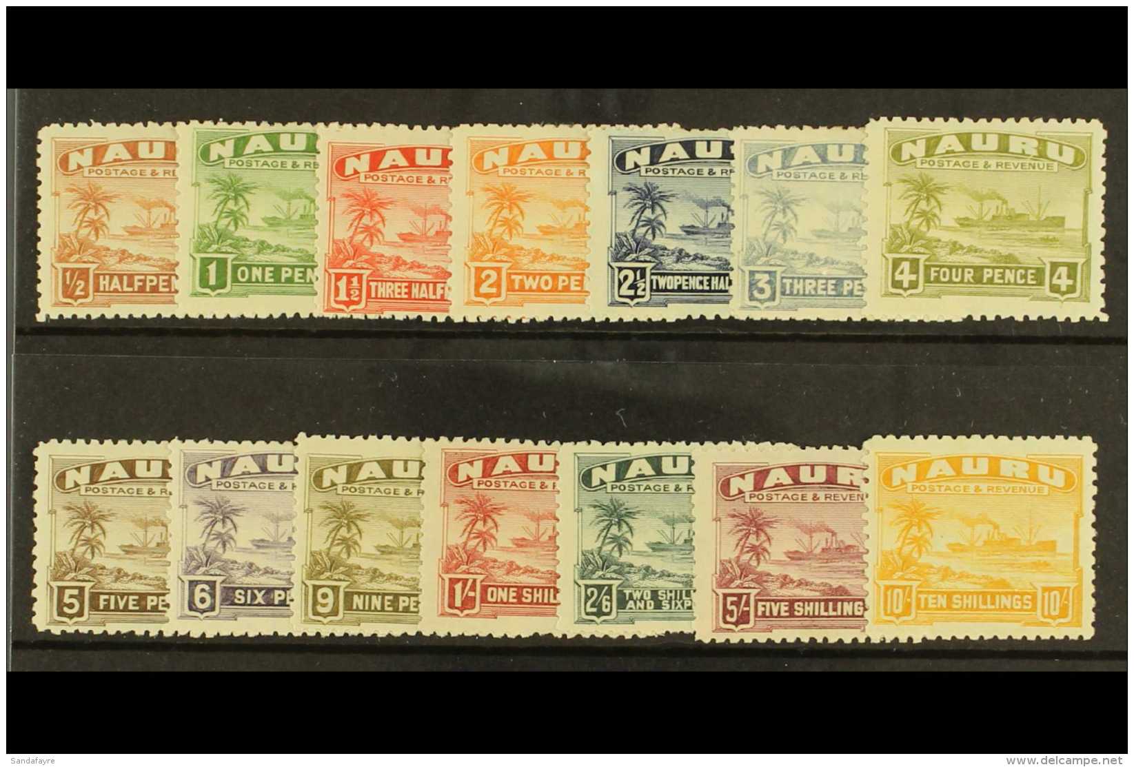 1924-48  Definitives, Complete Set On Rough Surfaced, Greyish Paper, SG 26A/39A, Perf Faults On 6d, Otherwise... - Nauru