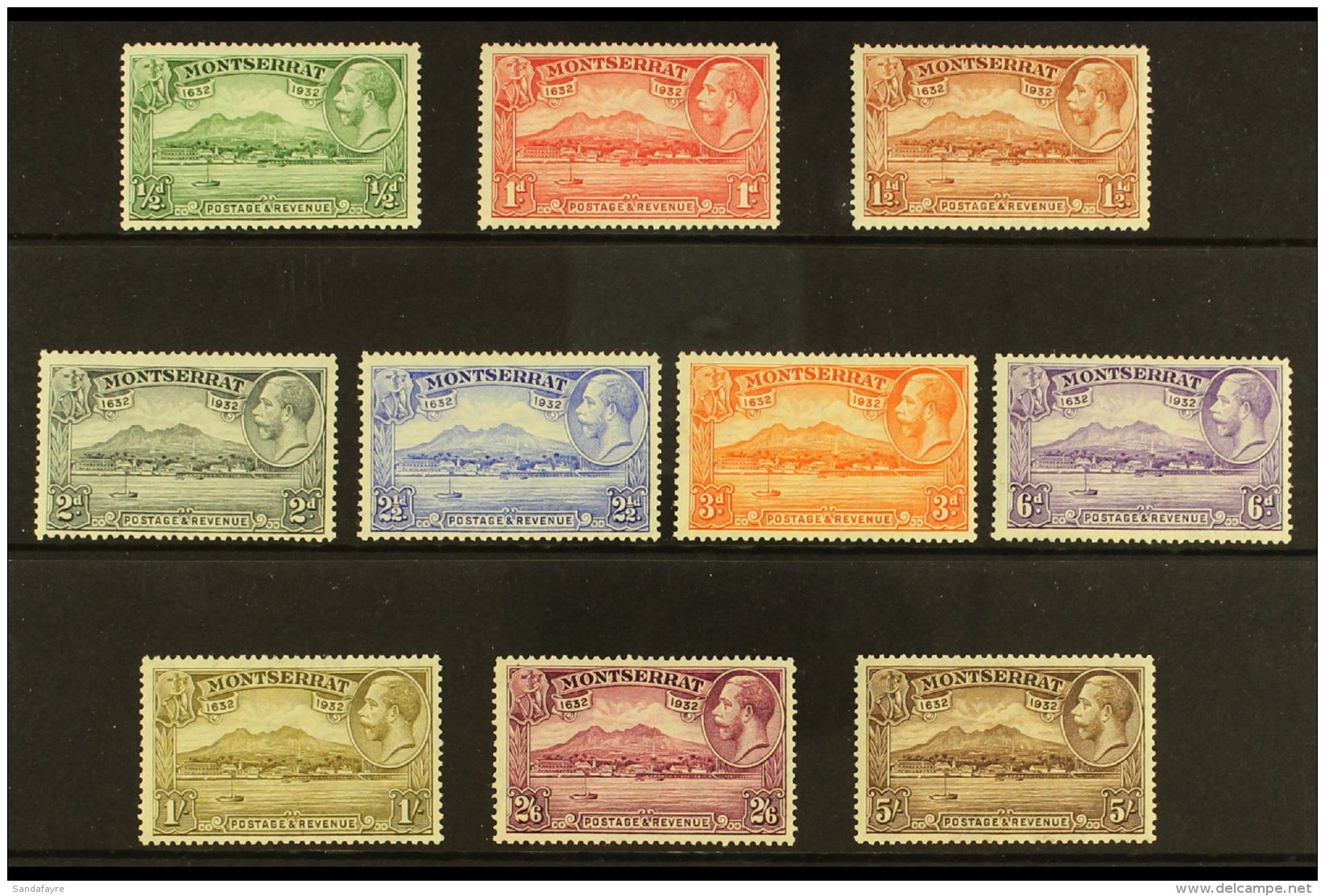 1932  Anniversary Of Settlement Complete Set, SG 84/93, Very Fine Mint, Very Fresh. (10 Stamps) For More Images,... - Montserrat