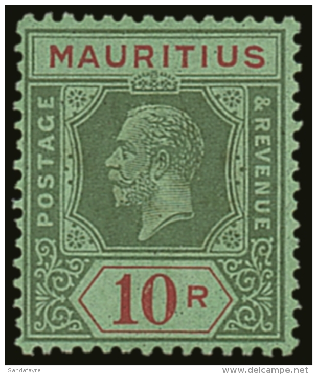 1921-34  10r Green &amp; Red On Emerald, Die II, Wmk Script CA, SG 241, Very Fine Mint. For More Images, Please... - Mauritius (...-1967)