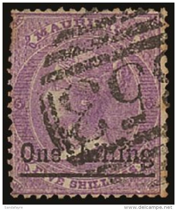 1877  1s On 5s Bright Mauve WRONG FONT "S" Variety, SG 82a, Used With Neat "B53" Cancel, One Short Perf At Top... - Mauritius (...-1967)