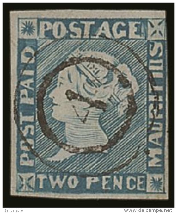 1848-59  2d Blue Intermediate Impression, SG 14, Very Fine Used With 3 Good Margins (4th Just Brushing At Upper... - Mauritius (...-1967)