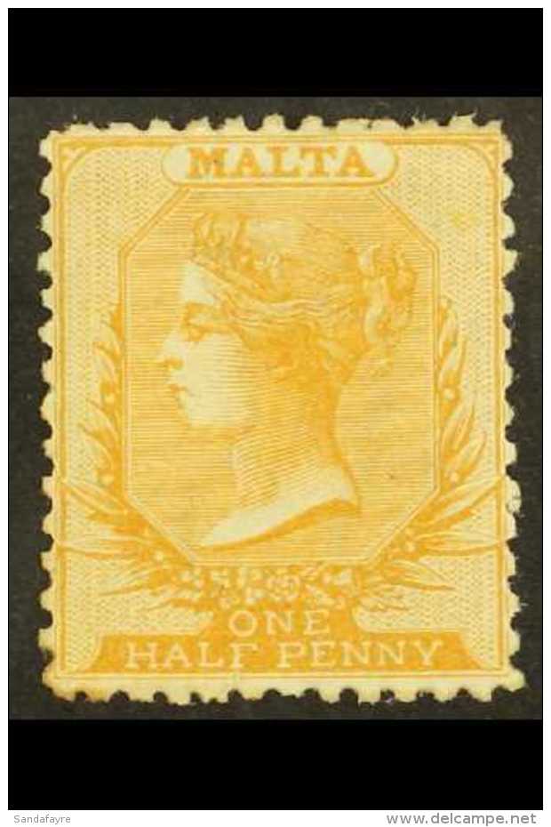 1871  &frac12;d Yellow Orange, Perf 12&frac12; Clean Cut, SG 15, Mint With Good Colour And Large Part Original... - Malta (...-1964)