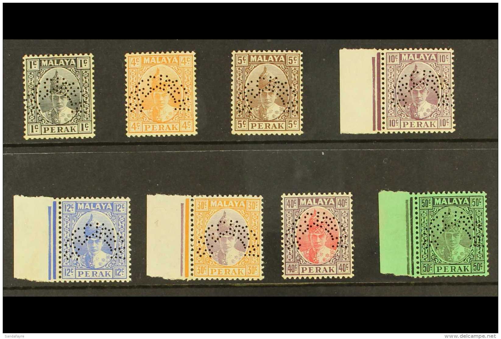 PERAK  1938-41 Perf "SPECIMEN" Eight Different Values To 50c (between SG 103s And 118s) Never Hinged Mint. Most... - Sonstige & Ohne Zuordnung