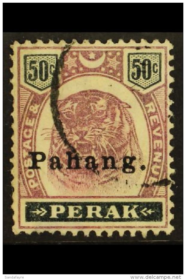 PAHANG  1898 50c Dull Purple And Greenish Black, SG 21, Finely Used, Short Perf At Left. For More Images, Please... - Sonstige & Ohne Zuordnung