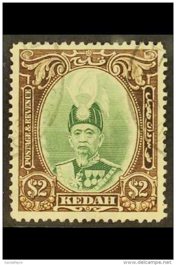 KEDAH  1937 $2 Green And Brown Sultan, SG 67, Very Fine Used. For More Images, Please Visit... - Sonstige & Ohne Zuordnung