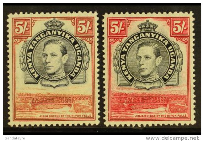 1944  5s Black And Carmine, SG 148b, Two Very Different Shades, Never Hinged Mint. (2) For More Images, Please... - Vide