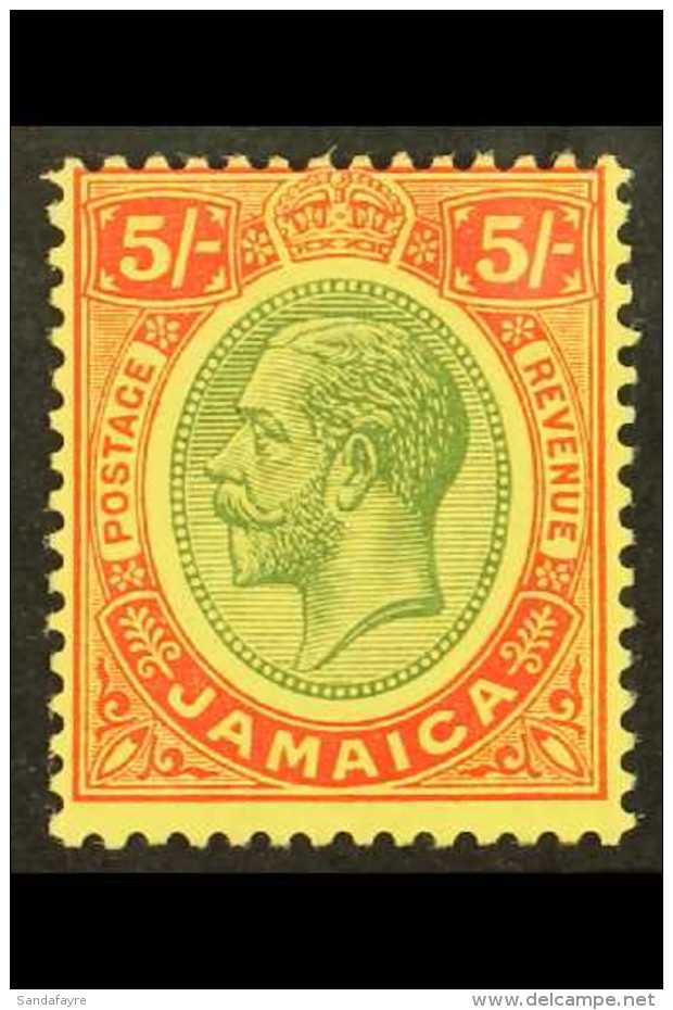 1912-20  5s Green And Red On Yellow, SG 67, Very Fine Mint. For More Images, Please Visit... - Jamaïque (...-1961)