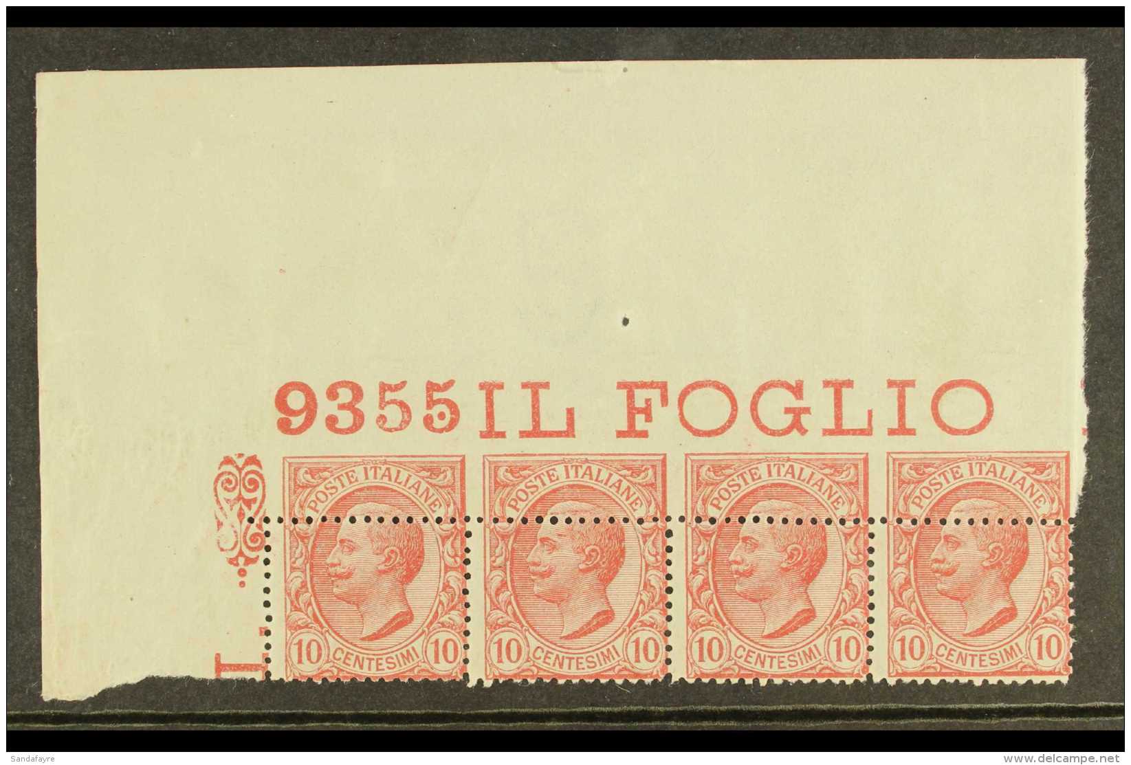 1906  10c Rose - Magnificent Strip Of 4 From The Upper- Left Corner Of The Sheet Showing PERFORATIONS BADLY... - Ohne Zuordnung
